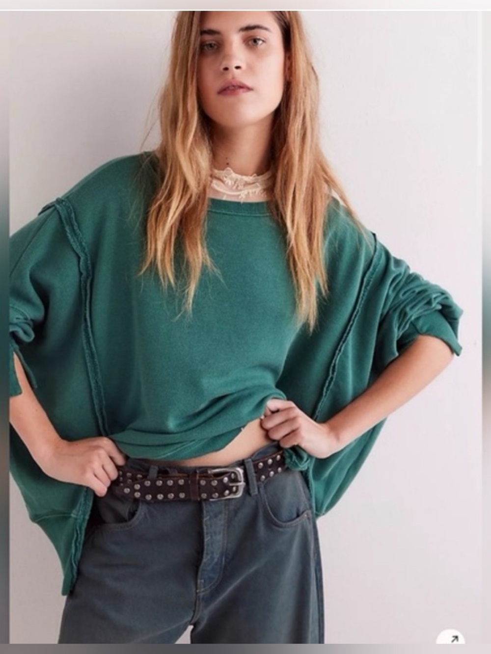 Free People We The Free Camden Sweatshirt Earthy Teal Size XS